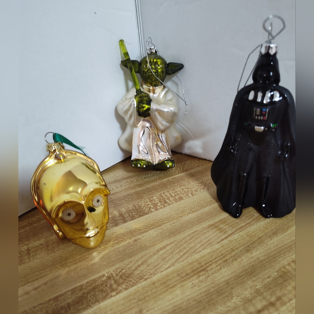 Darth Vader Yoda And Gold C3PO  Holiday Christmas Ornaments From 2012 Excellent